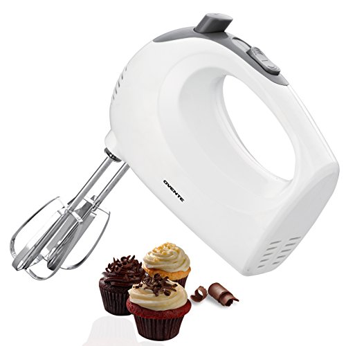 Ovente 5-Speed Ultra Power Hand Mixer with FREE Storage Case, White (HM151W)