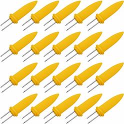 Onwon 20 Pieces Corn Holders Stainless Steel Corn On The Cob Skewers Twin Prong Cooking Fork for BBQ Barbecue Camping Picnic
