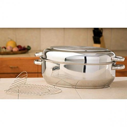 Precise Heat Precise-Heat Multi-Use Baking and Roasting Pan with Easy Lift Wire Rack, Stainless Steel