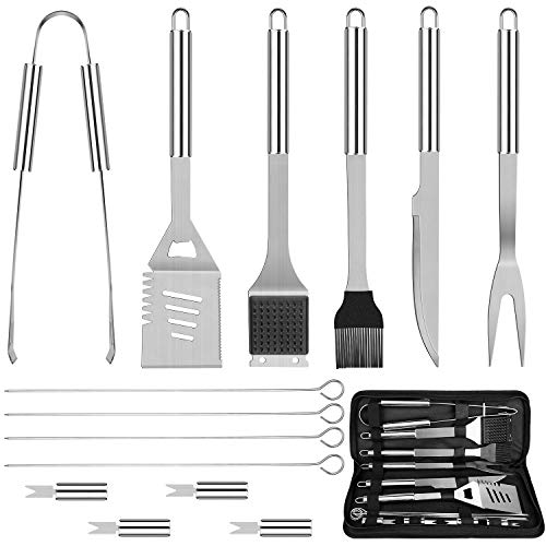 Anpro Grilling Accessories BBQ Tools Set, 15 PCS Stainless Steel Grill Kit with Case, Great Barbecue Utensil Tool for Men,