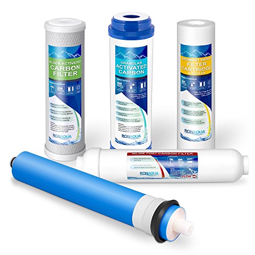 Ronaqua 5 Stage Reverse Osmosis FULL Replacement Water Filter Kit with 50 GPD Membrane