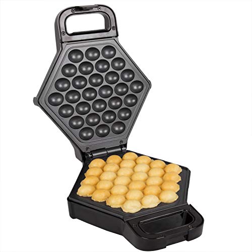 Cucina Pro Bubble Waffle Maker- Electric Non stick Hong Kong Egg Waffler Iron Griddle (Black)- Ready in under 5 Minutes