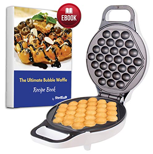 StarBlue Hong Kong Egg Waffle Maker with BONUS recipe e-book - Make Hong Kong Style Bubble Egg Waffle in 5 minutes AC 110V, 50/60Hz