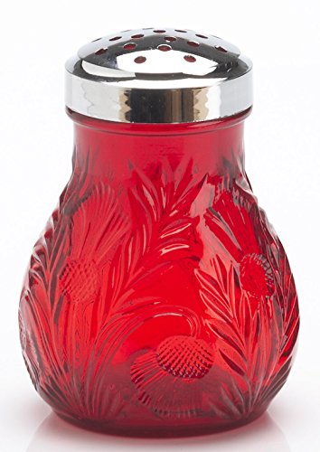 Rosso Glass Sugar Shaker Dispenser Inverted Thistle Pattern Mosser Glass (Red)