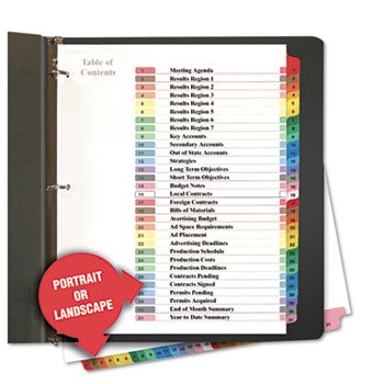 Universal Studios UNV24814 - Universal Table of Contents Dividers