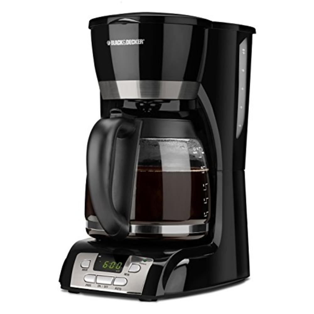BLACK+DECKER 12-Cup Programmable Coffeemaker, Black with Stainless Steel Accents, DCM2160B