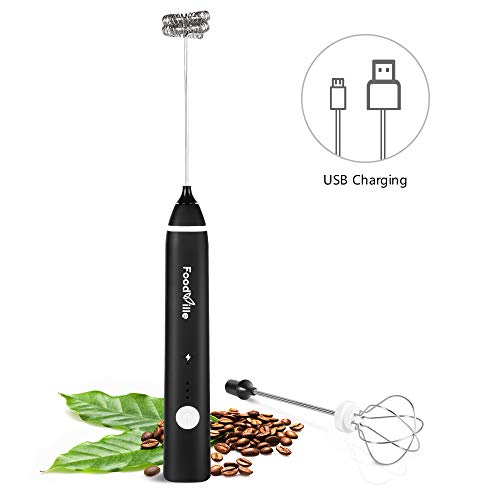 Philorn Mousseur à lait à 3 vitesses - Rechargeable par USB - Avec 3 têtes - Mousseur à lait électrique - Petit pour café, latte, cappuccino, crème, cocktails