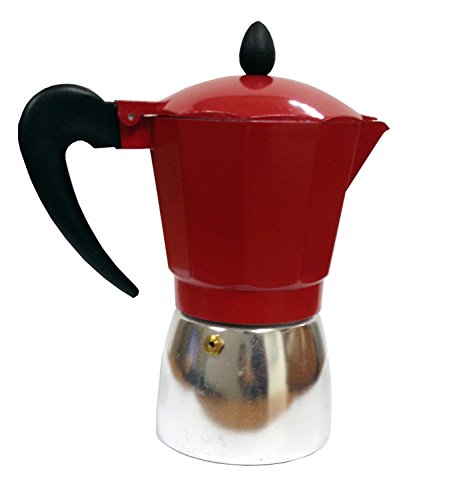 IMUSA USA B120-43T Aluminum Stovetop Coffeemaker 6-Cup, Red Top