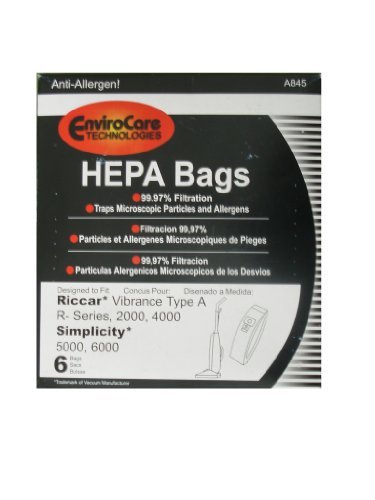 Riccar 6 Riccar Vibrance Simplicity 5000, 6000 Type a Hepa Bags, Commercial, Canister Vacuum Cleaners, S6-3, S6-12, C13-6, C13H-6,