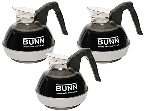 BUNN 06100.0103 12 Cup Easy Pour Commercial Decanter with Handle (3 Pack), Black