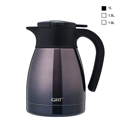 Gint 1L 34Oz Thermal Coffee Carafe, Insulated Stainless Steel Coffee Carafes For Keeping Hot Double Walled Vacuum Thermos (Purpl