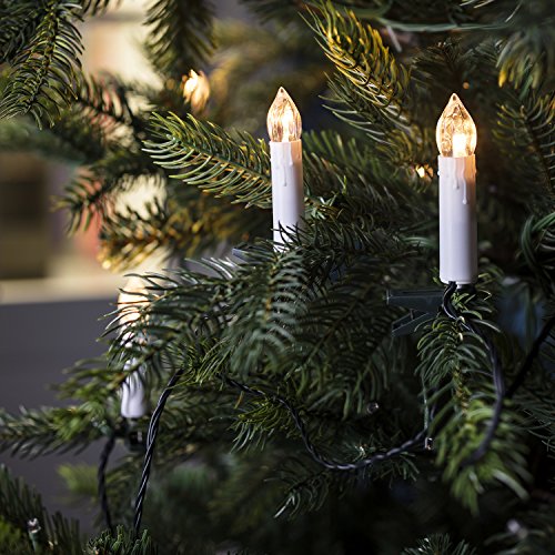 Lights4fun, Inc. 50 Warm White LED Flameless Christmas Candle Indoor String Lights with Tree Clips