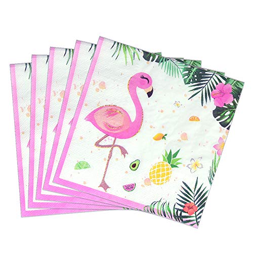 WERNNSAI Flamingo Party Supplies - 50PCS Disposable Dinner Party Luncheon Napkins Hawaiian Luau Tropical Themed Party Pink