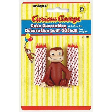 U.N. Unique Industry, Curious George Candles and Cake Topper, 6-piece Set