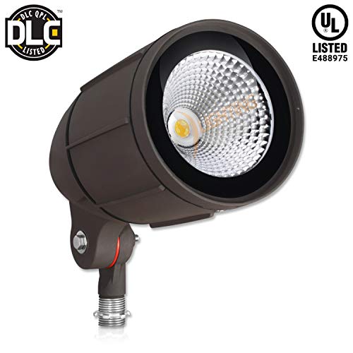 HTM Lighting Solutions 30-Watt LED Bullet Flood Light for 120 Volt Outdoor Landscape Lighting, 3200 lm, Bronze, 150W MH Equal, Flag Pole Light, 60°