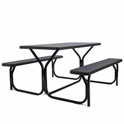 Gymax Picnic Table, Camping Picnic Tables Bench Set for Outside Backyard Garden Patio Dining Party