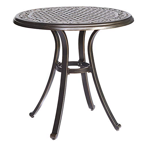 Salvador Dali dali Bistro Table, Square Cast Aluminum Round Outdoor Patio Dining Table 28" Dia x 28.6" Height