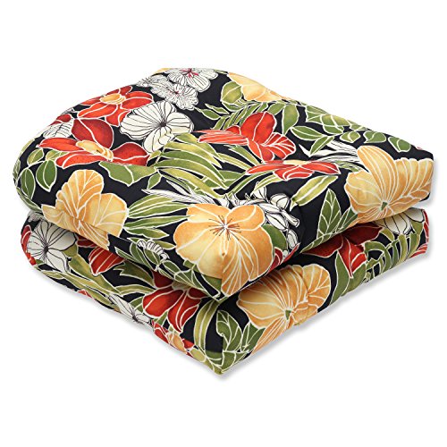 Pillow Perfect Outdoor Clemens Wicker Seat Cushion, Noir, Set of 2