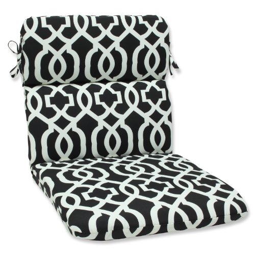 Pillow Perfect Outdoor New Geo Rounded Corners Chair Cushion, Black/White