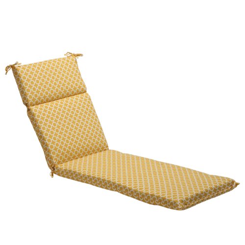 Pillow Perfect Indoor/Outdoor Yellow/White Geometric Chaise Lounge Cushion