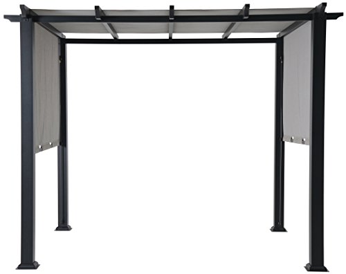 Hanover HAN 8 x 10 Ft. Metal Pergola with an Adjustable Gray Outdoor Canopy