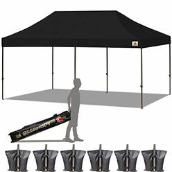 ABCCANOPY 18+ Colors 10x20 Pop up Tent Instant Canopy Commercial Outdoor Canopy Wheeled Carry Bag Bonus 6X Weight Bag (Black)