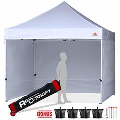 ABCCANOPY Canopy Tent 10x10 Pop Up Canopy Tent Commercial Instant Shade Tent with Upgrade Roller Bag (White Canopy with Walls)