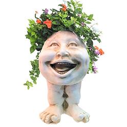 Home Styles Homestyles 16 in. Antique White Aunt Minnie The Muggly Statue Face Planter Holds 7 in. Pot