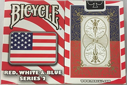 USPC Bicycle Red, White and Blue Series 2 with Rectangle Patch Design Playing Cards