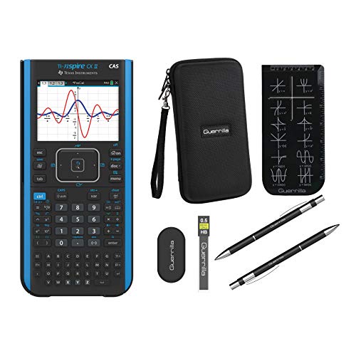 Texas Instruments Ti Nspire CX II CAS Graphing Calculator + Guerrilla Zipper Case + Essential Graphing Calculator Accessory