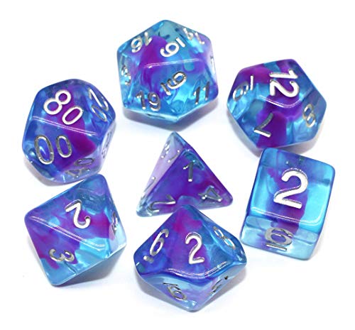 HD Dice DND Dice Set RPG Dice Fit Dungeons and Dragons D&D Pathfinder MTG Role Playing Games Polyhedral Dice Blue Transparent