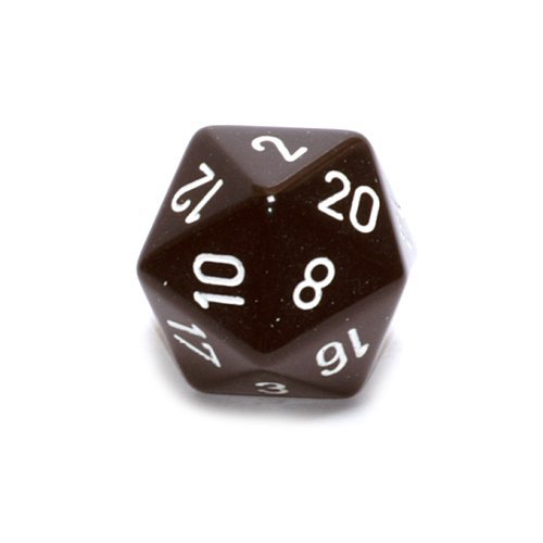 Chessex Jumbo d20 Counter - Opaque 34mm Dice: Black with White by Chessex Manufacturing
