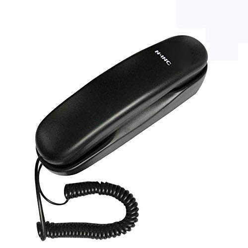 TelPal Trimline Corded Phone Black Slim Landline Corded Phone for Seniors Desk/Wall Mountable Telephone Home