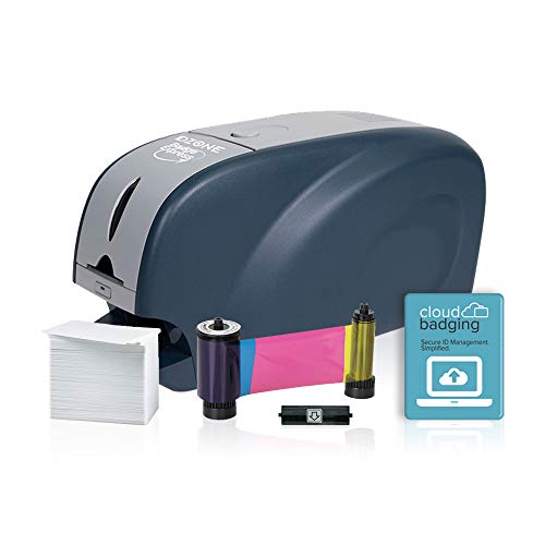 ID Zone Badge Express IDZ-31S ID Card Printer & Complete Supplies Package with CloudBadging Software