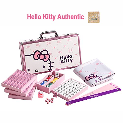 Sanrio Hello Kitty Sanrio ãƒãƒ­ãƒ¼ã‚­ãƒ†ã‚£ 144 Tiles Playing Mat 4 Pushers Pink Aluminum Complete Mahjong Set