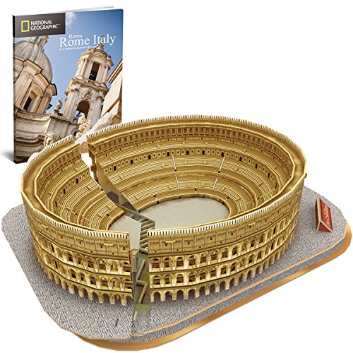 CubicFun National Geographic 3D Puzzles Italy Rome Colosseum Architecture Model Kits Toys for Adults and Children with a