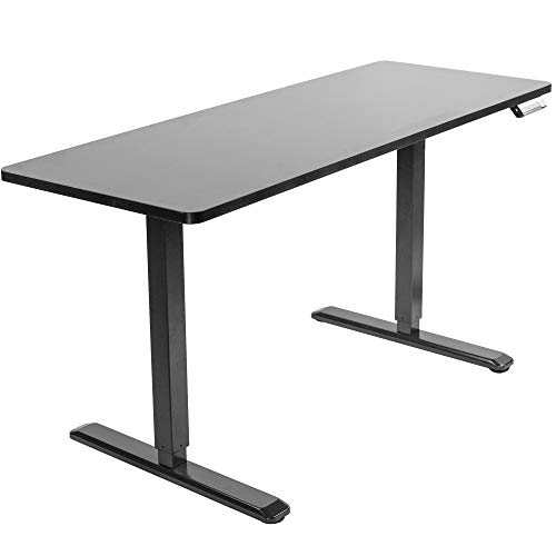 VIVO Electric 60 x 24 inch Stand Up Desk | Black Table Top, Black Frame, Height Adjustable Standing Workstation with Memory