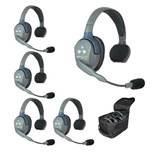 Eartec UL5S 5-Person Full Duplex Wireless Intercom with 5 Ultralite Single Ear Headsets