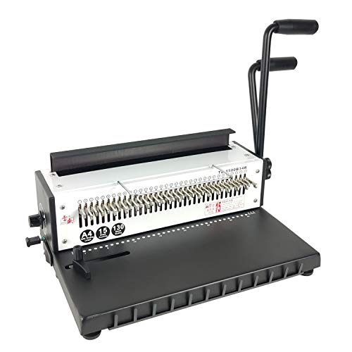 Rayson TD-1500B34R Binding Machine, Round Size Holes, 3:1 Pitch Wire-O Binder Punch 15 Sheets/Bind 130 Sheets with Sturdy