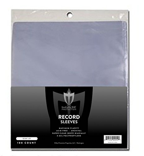 Max Protection (100) 12" 33 RPM Record Outer Sleeves - PREMIUM - 4mil Thick by Max Pro