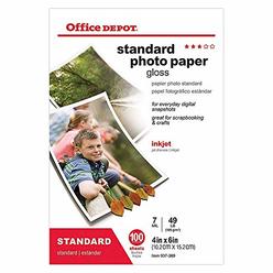 Office Depot Standard Photo Paper, Glossy, 4in. x 6in, 7 Mil, Pack Of 100 Sheets, 110690