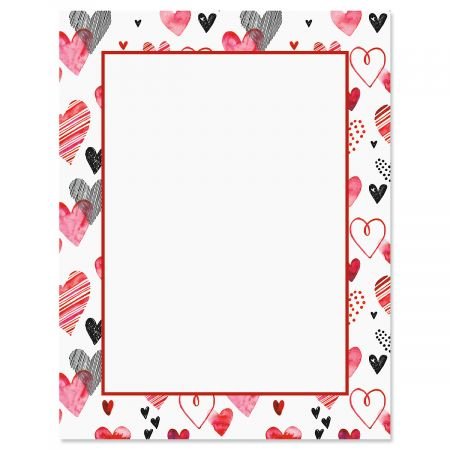 Current Loads of Love Letter Papers - Set of 25 Valentine'stationery Papers are 8 1/2" x 11", Compatible Computer Paper, Great for