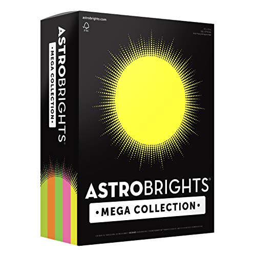 Astrobrights Mega Collection Colored Cardstock, 8 Â½ x 11, 65 lb/176 GSM, "Flourescent" 5-Color Assortment, 320 CT.