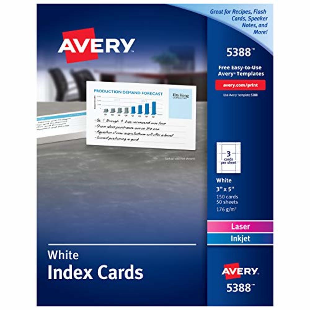 Avery Laser & Ink Jet White 3 x 5 Inch Index Cards 15 Count (5388)