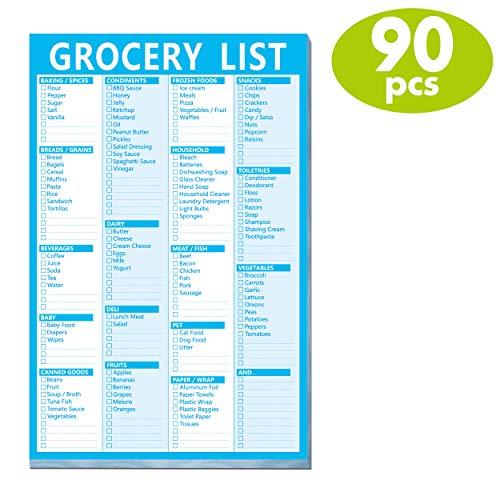 Hebayy 90 Pages Grocery Shopping Weekly Planner List Note Pad with Magnet Mountings (6" x 9")