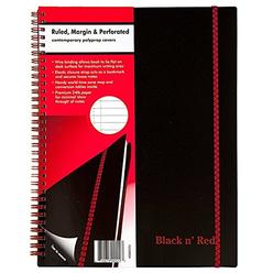 Black n' Red Twin Wire Poly Cover Notebook, Black, 70 sheets, 6 Piece