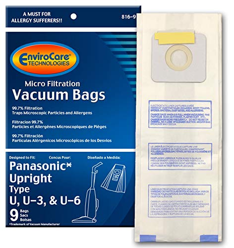 EnviroCare Replacement Vacuum Bags for Panasonic Types U, U-3, U-6-9 Pack