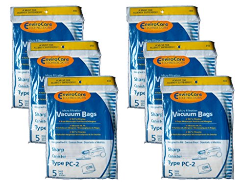 Envirocare 30 Sharp Canister Type PC-2 Vacuum Cleaner Allergy Bags, EC-10PC2, EC-05PC2 EC-PC4, EC-6312P, EC7314P, 6311, EC-63, 7311,