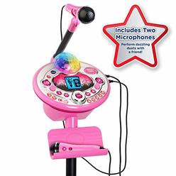 vtech kidi star karaoke machine deluxe, 2 microphones with ac adapter, pink