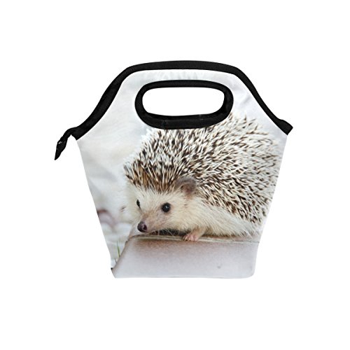 Senya Lunch Bag Hedgehog Printed Neoprene Tote Reusable Insulated Waterproof School Picnic Carrying Gourmet Lunchbox Container